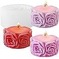 Rose Flower Column Candle Molds Valentine's Day Cylinder Resin Casting Mold for Candle Making Resin Casting Silicone Mold for DIY Candle Making Polymer Clay Craft Plaster