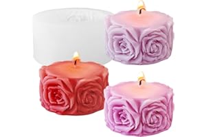 ZAKVOOR Rose Flower Column Candle Molds Valentine's Day Cylinder Resin Casting Mold for Candle Making Resin Casting Silicone Mold for DIY Candle Making Polymer Clay Craft Plaster