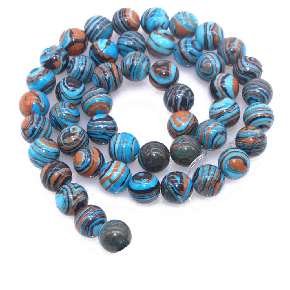 Round Shape Stone Loose Beads Gemstone DIY Bracelet Necklace for Jewelry Making (Blue Synthesis Malachite Stone, 6mm) โ image 1