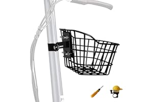 ROETELO Bike Basket with a Fixed Holder,Kids Small Scooter Tricycle Accessories Kit with Bells Tools,Rust-Resistant Electric Bicycle Front Baskets Accessories for Women and Men