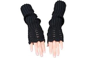 Novawo Scale Design Winter Warm Fingerless Gloves Knitted Long Arm Warmers for Women