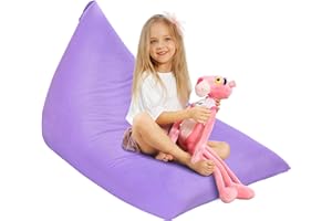Aubliss Stuffed Animal Storage Bean Bag Chairs Cover, 50"x 35" Extra Large Velvet Bean Bags Chair for Kids & Adults, Ultra Soft Zipper Beanbag Toy Storage for Boys Girls -Purple