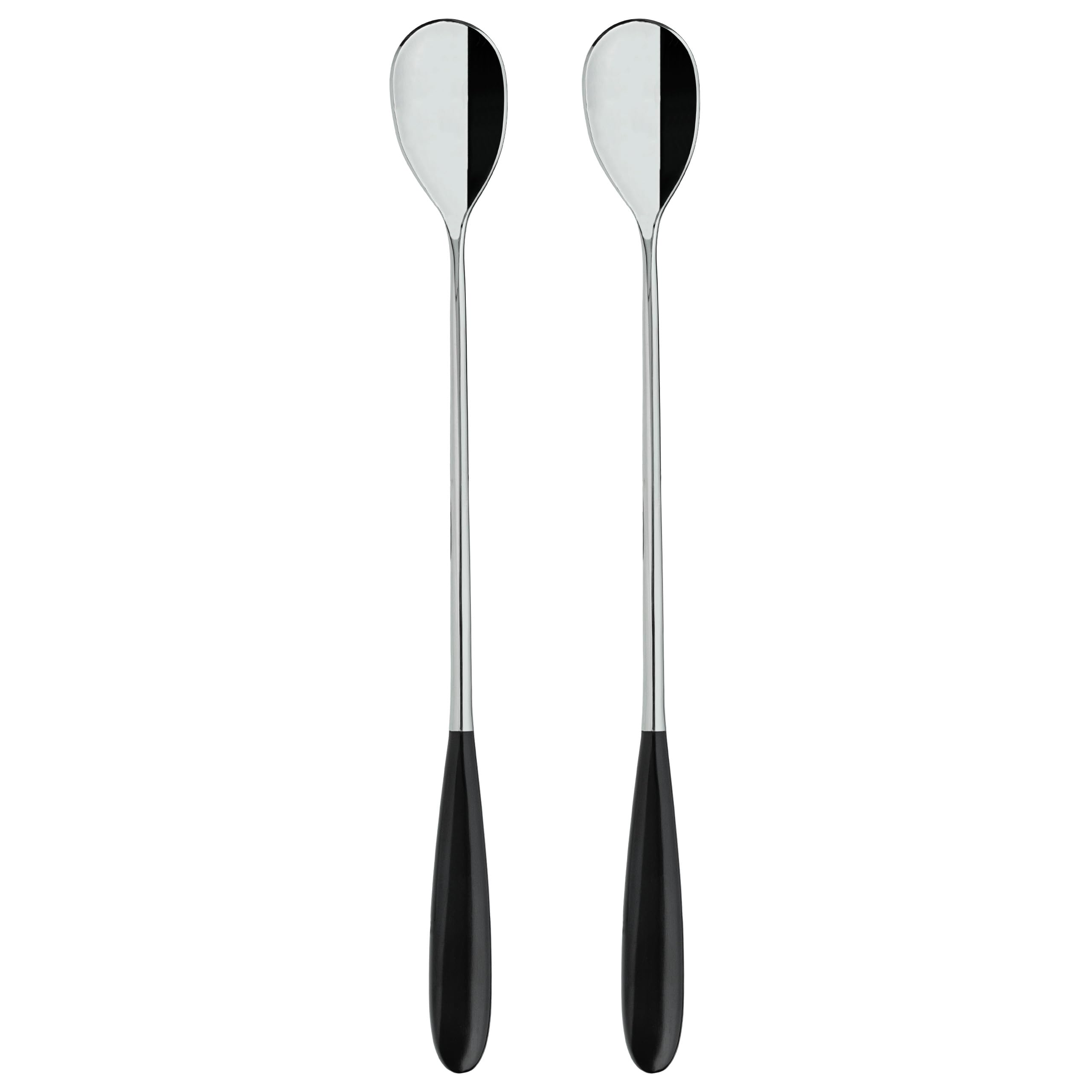 Grunwerg Yin & Yang Soda Spoons 2SOS650BK, 18/10 Stainless Steel, Set of 2, Black — image 1