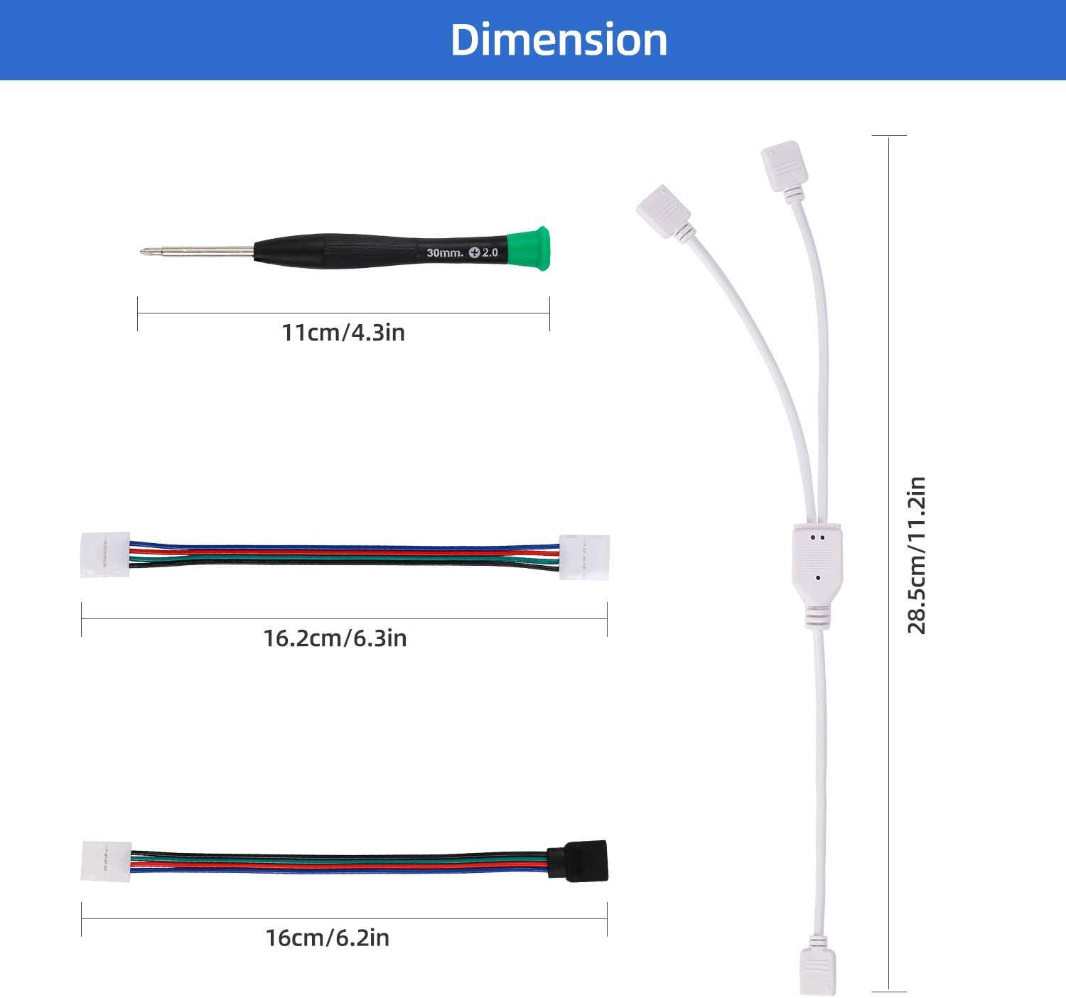 LED Strip Light Connector Kit, Led Strip Accessories Set for 5050 4 Pin 10mm RGB Led Light Strips with Connectors Clips and Tools - - 