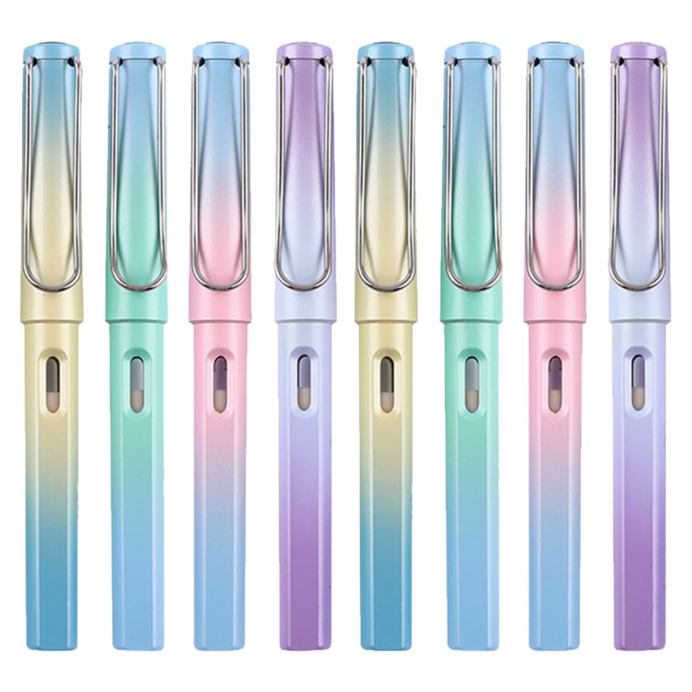 JUHNEED 8 Pcs Eternal Pencils Infinity Pencils with Eraser Gradient Forever Pencil for Writing Drawing Students Home Office School Supplies