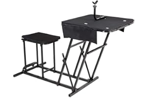 Goplus Foldable Shooting Table, Height Adjustable Shooting Bench with Adjustable Gun Rest, Ammo Pockets, Padded Seat, Portabl