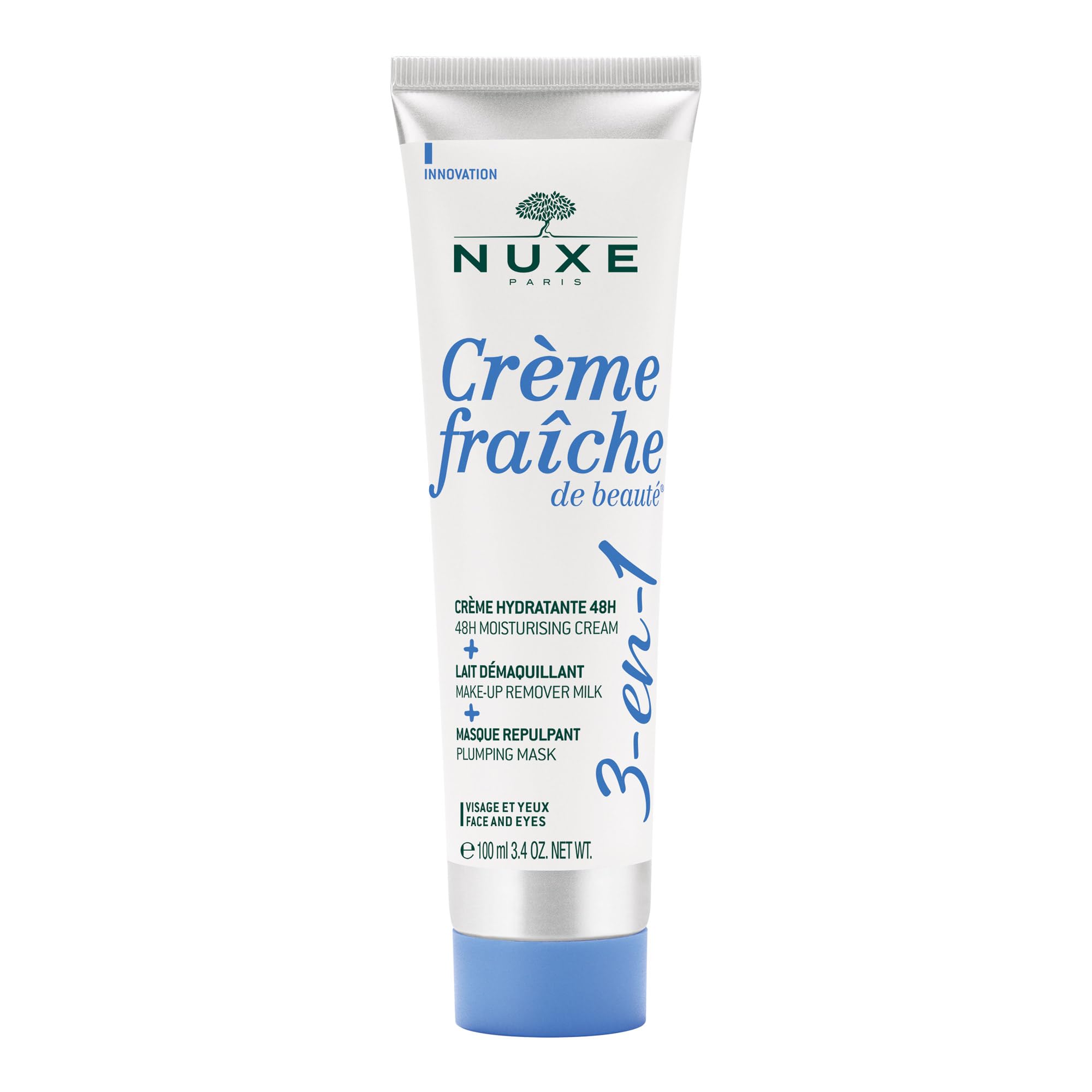 Nuxe Crème Fraîche de Beauté Multi-Purpose 3-in-1 Cream 100ml, Hydrating Cream, Make-Up Remover & Plumping Mask in One, 48-Hour Moisture Boost, Vegan Formula
