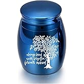 Mini Urn for Human Ashes - 1.2"×1.6" Keepsake Cremation Urns Small Memorial Pet Urn, Portable Share Decorative Urns, Blue