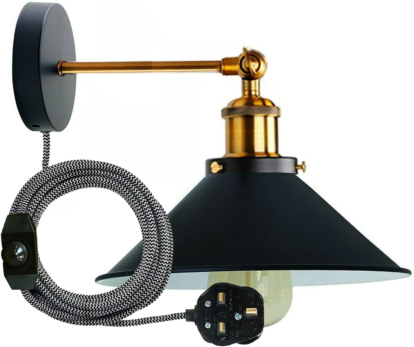 LEDSone Night Light Plug in Wall Sconce 22cm Black Shade Plug in Night and Day Light for Bedroom,Hallway,Kitchen, Stair