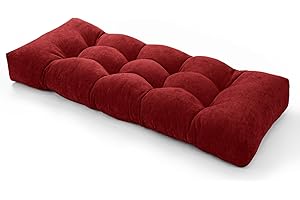 ROFIELTY Bench Cushion 45x18 inch, Indoor/Outdoor Anti-Slip Tufted Swing Seat Cushion, Comfortable Window seat Cushions Indoor, Piano Bench Cushions. (Burgundy, 45x18x4)