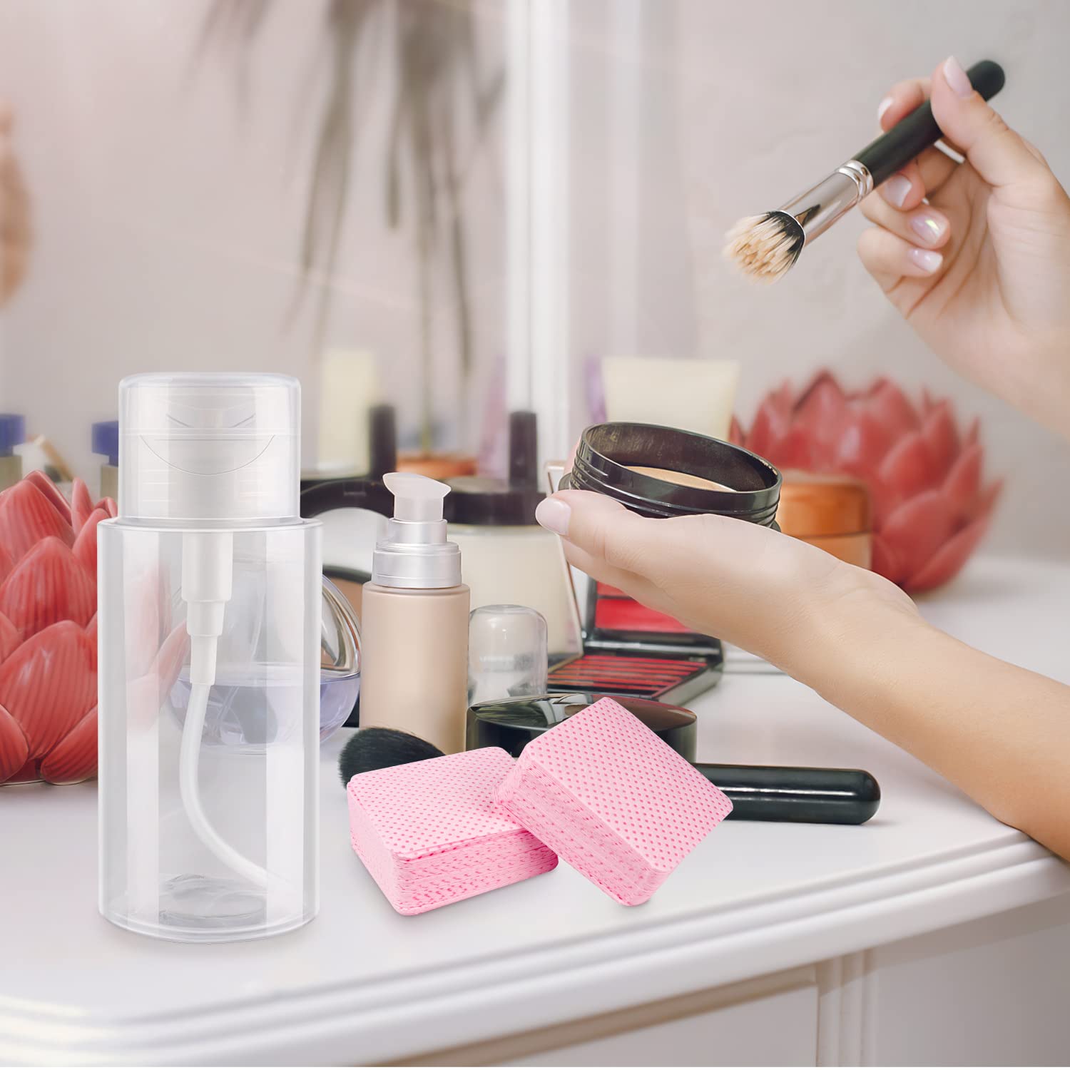 1080 PCS Pink Lint Free Nail Wipes, Eyelash Extension Wipes, Super Absorbent Soft Non-Woven with a Pump Dispenser Bottle Disposable Nail Polish Remover for Polish Clean Acrylic Nails Remover - Image 7