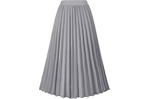 GOLDSTITCH Women's High Waist Pleated Skirt A line Swing Midi Skirt
