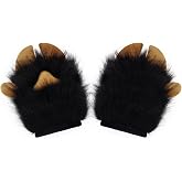 SMILETERNITY Faux Fur Sheep Hoof Shape Plush Gloves Full Finger Mittens for Halloween Party Costume Accessories