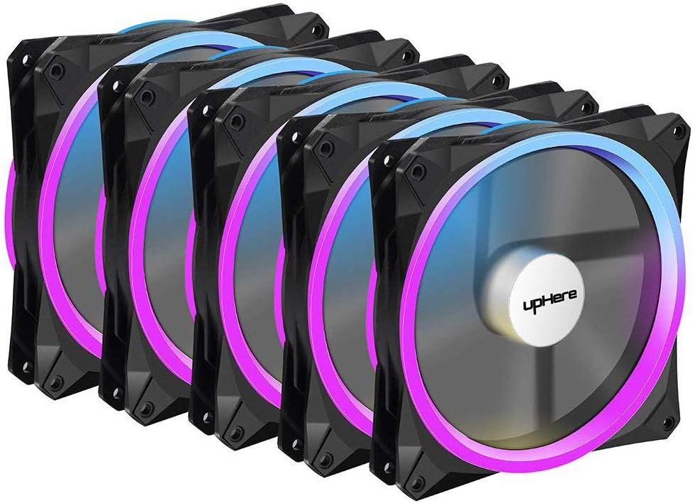 upHere RGB LED Ultra Quiet Fans for Case and Radiators For CPU Heat sinks 140 mm (Pack of 5) (rgb143 – 5)