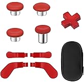 Elite Series 2 Paddles Accessories, Metal Thumbsticks Replacement Buttons for Xbox One Elite Series 2 Core, 9 in 1 Component Pack Includes 4 Joysticks, 4 Paddles and 1 Dpad(Red)