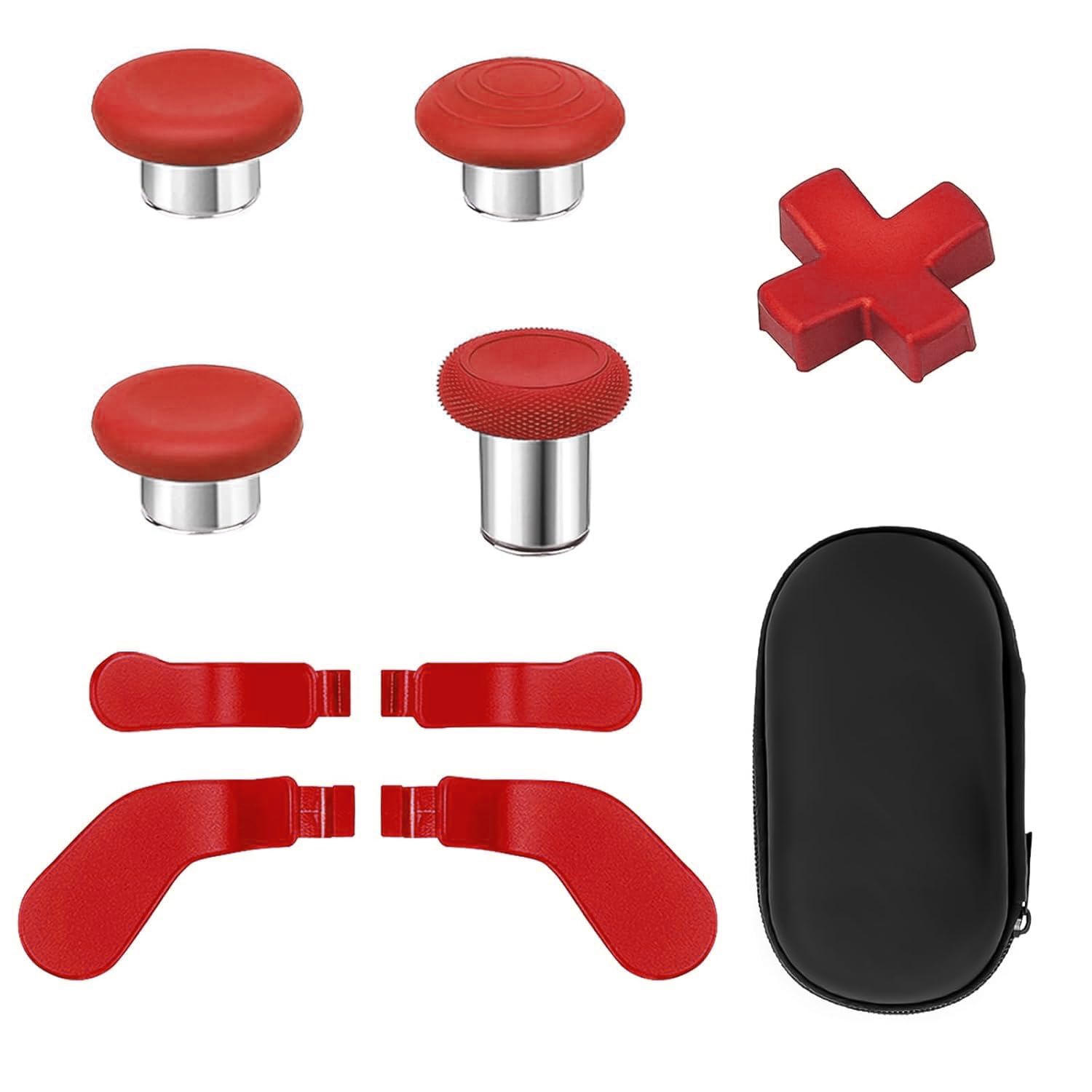Elite Series 2 Paddles Accessories, Metal Thumbsticks Replacement Buttons for Xbox One Elite Series 2 Core, 9 in 1 Component Pack Includes 4 Joysticks, 4 Paddles and 1 Dpad(Red)