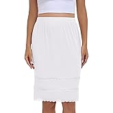 Vlazom Women's Half Slips for Under Dress Anti Static Half Slip Under Skirt Short Slip With Lace Trim Knee Length Size S-XXL