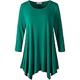 LARACE Plus Size Tops for Women 3/4 Sleeve Shirts Tunic Tops Loose Fit Basic Lady Clothes
