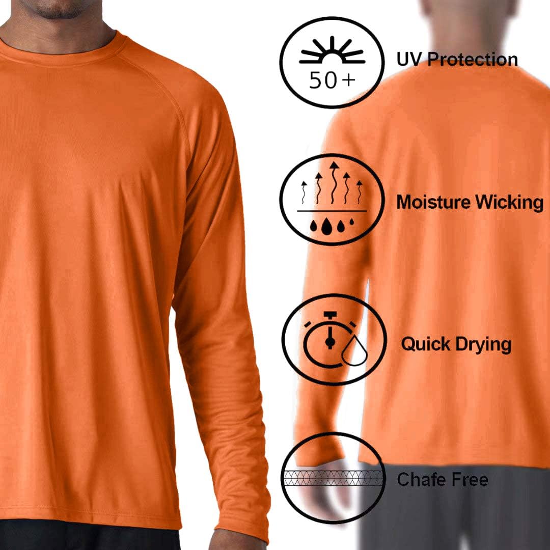 KEFITEVD Men's UPF 50+ UV Sun Protection Performance Long Sleeve T-Shirt Workout Quick Dry Rashguard: Clothing