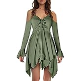 Usthirit Renaissance Fairy Dress Women's Gothic Off Shoulder Handkerchief Dress