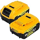 2 Packs 20V Max Battery Replacement for DEWALT 20V Battery Compatible with Dewalt Battery DCB200 DCB205 DCB206 DCB208 DCB180 