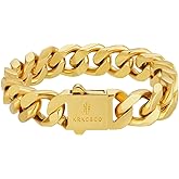KRKC&CO 12/14mm Cuban Link Curb Bracelet for Men, 18K Gold Miami Bracelets, 𝐃𝐚𝐝 𝐆𝐢𝐟𝐭𝐬 𝐟𝐨𝐫 𝐅𝐚𝐭𝐡𝐞𝐫𝐬 𝐃𝐚𝐲, Durable Urban Street-wear Hip Hop