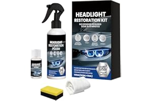 Automotive Headlight Restoration Kit, No Polishing Atomization Cleaner, Headlight Scratch Removal Cleaner with Sponge and Tow