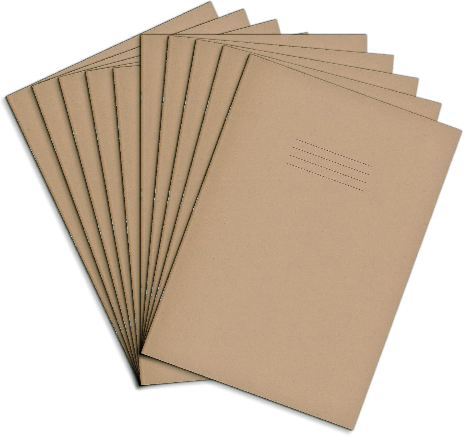 Rhino A4 Exercise Books, 64-Page / 8mm Lined with Margin Paper Notebook, 10-Pack, Office & School Stationery Supplies, Buff