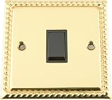 A5 Products 1 Gang Intermediate Switch Polished Brass Georgian Black Insert 10A view 1
