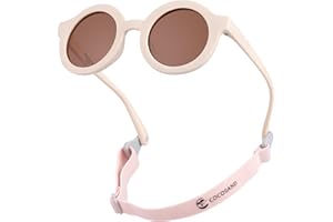 COCOSAND Polarized Baby Sunglasses with Strap Soft Silicone Nose Pads Flexible for 0-24 Months Infant Toddler Girls Boys