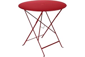 Fermob - Bistro 30" Round Table - Folding Table with Steel Top & Umbrella Hole - Outdoor Dinner & Drinks - Perfect for Patio & Garden - (Poppy Red)