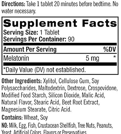 Amazon.com: Natrol Melatonin Fast Dissolve Tablets, Strawberry Flavor, 5mg, 90 Count (Pack of 3): Health & Personal Care
