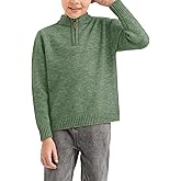 GAMISOTE Boys Sweater Quarter Zip Up Chunky Knit Mock Neck Warm Pullver Kids Knitwear