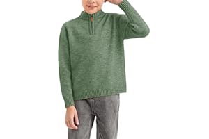 GAMISOTE Boys Sweater Quarter Zip Up Chunky Knit Mock Neck Warm Pullver Kids Knitwear