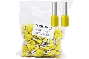 Fidioto AWG12 Wire Ferrules Terminals, 250pcs AWG12 Terminal Connector Wire Insulated Cord Pin Ends Terminals for Electric, Industrial, Chemical Industry, Power Control System, etc.
