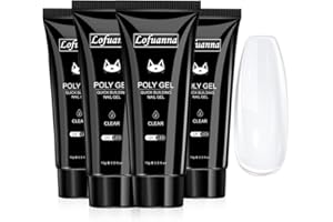 Lofuanna Poly Nail Gel Nail Extension Gel Kit 4Pcs Clear Builder Gel of Nail Art Decoration Acrylic Nail Gel for Enhancement Beginner Manicure Kit for Professional DIY Nails at Home Salon
