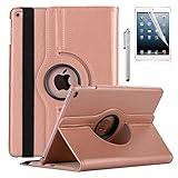 New iPad 9.7 2018 2017 / iPad Air Case - AiSMei Rotating Stand Case Cover with Auto Wake Sleep for Apple iPad 9.7" (6th Gen, 5th Gen) / iPad Air 2013,Bonus Stylus + Film - Rose Gold