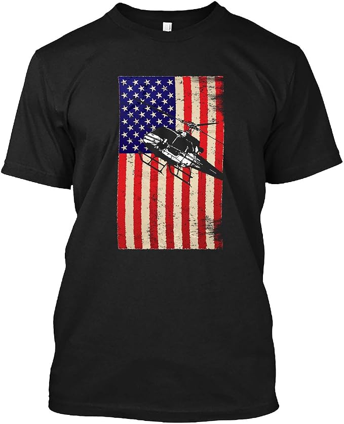 K. Bell Men's Black Americana Helicopter Novelty Crew Socks – 1 Pair, Cotton Blend, Patriotic