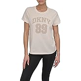 DKNY Womens Rhinestone Jersey Logo Short Sleeve T-Shirt