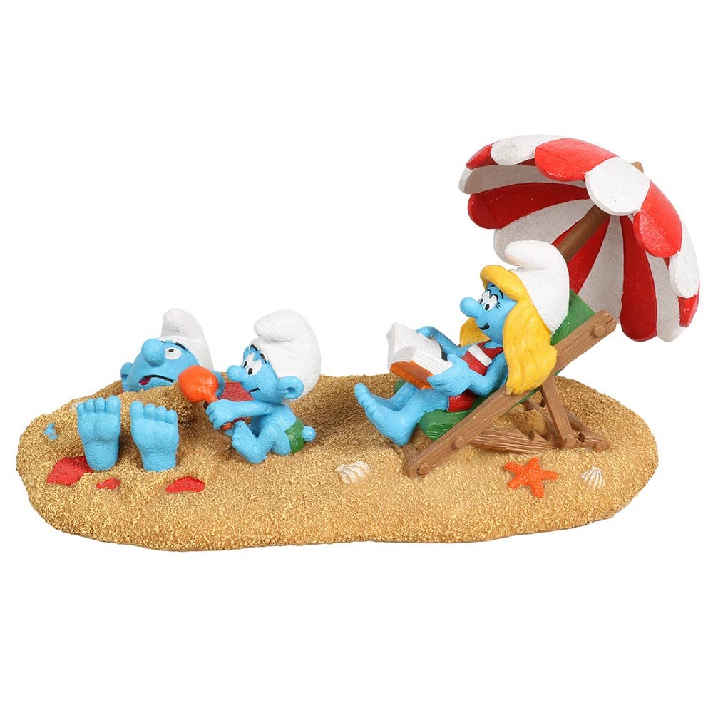 Aqua Della The Smurfs Beach Smurfette & Baby Figure, Highly Detailed and Made of Polyester Resin, Non-Toxic and pH Neutral, for Freshwater and Saltwater Aquariums