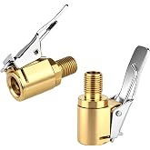 Amitlimate 2 Pack Tire Air Chuck with Clip Adapter, 8mm Air Chuck Quick Connect, Brass Locking Tire Inflator Nozzle Adapter Connect, No Leak Tire Inflator Adapter for Tire Inflators, Air Compressor