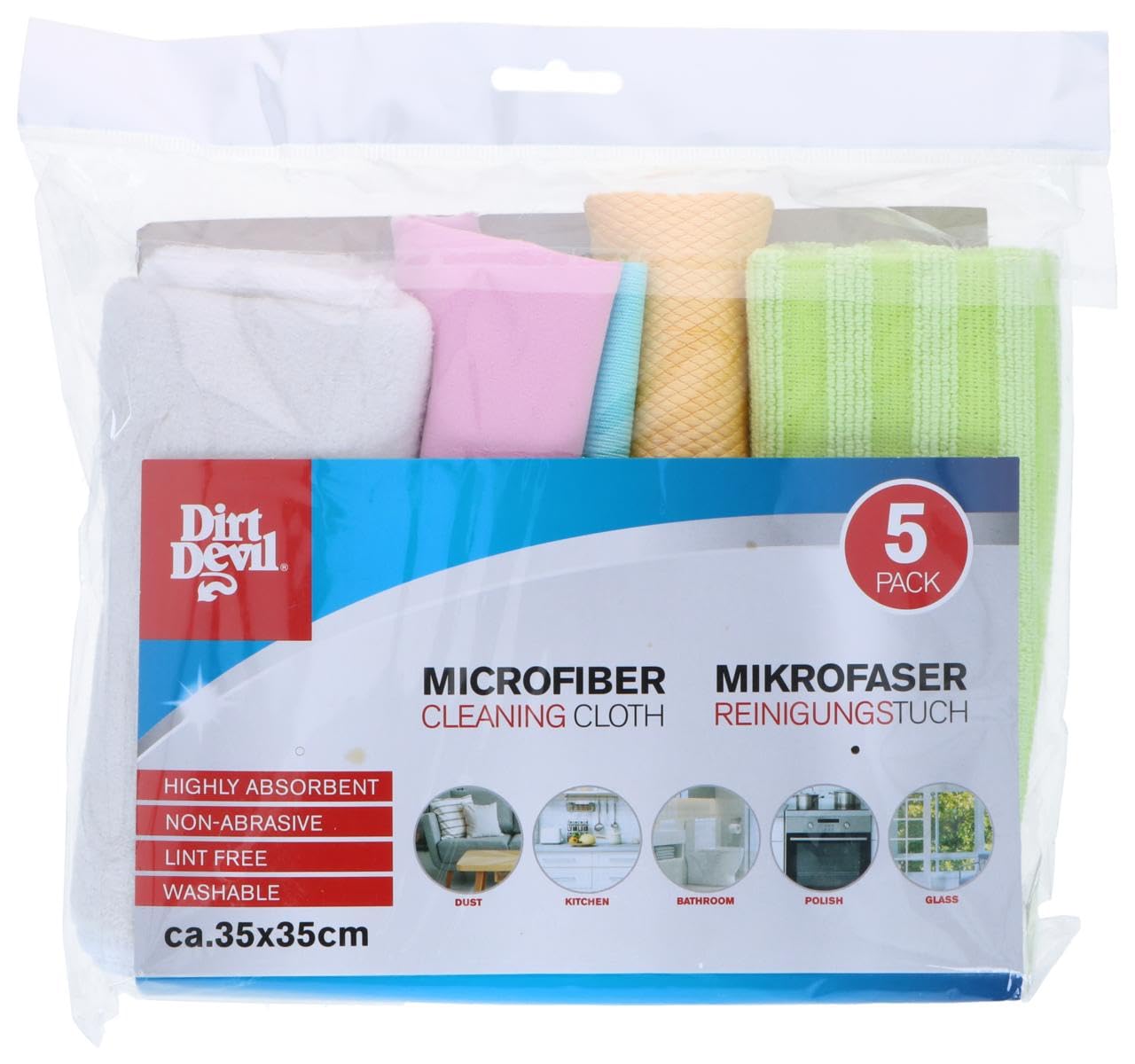 Dirt Devil Microfibre Cloths - 4 Pieces - Microfibre Cloth - Window Cloth - Durable - Several Colours