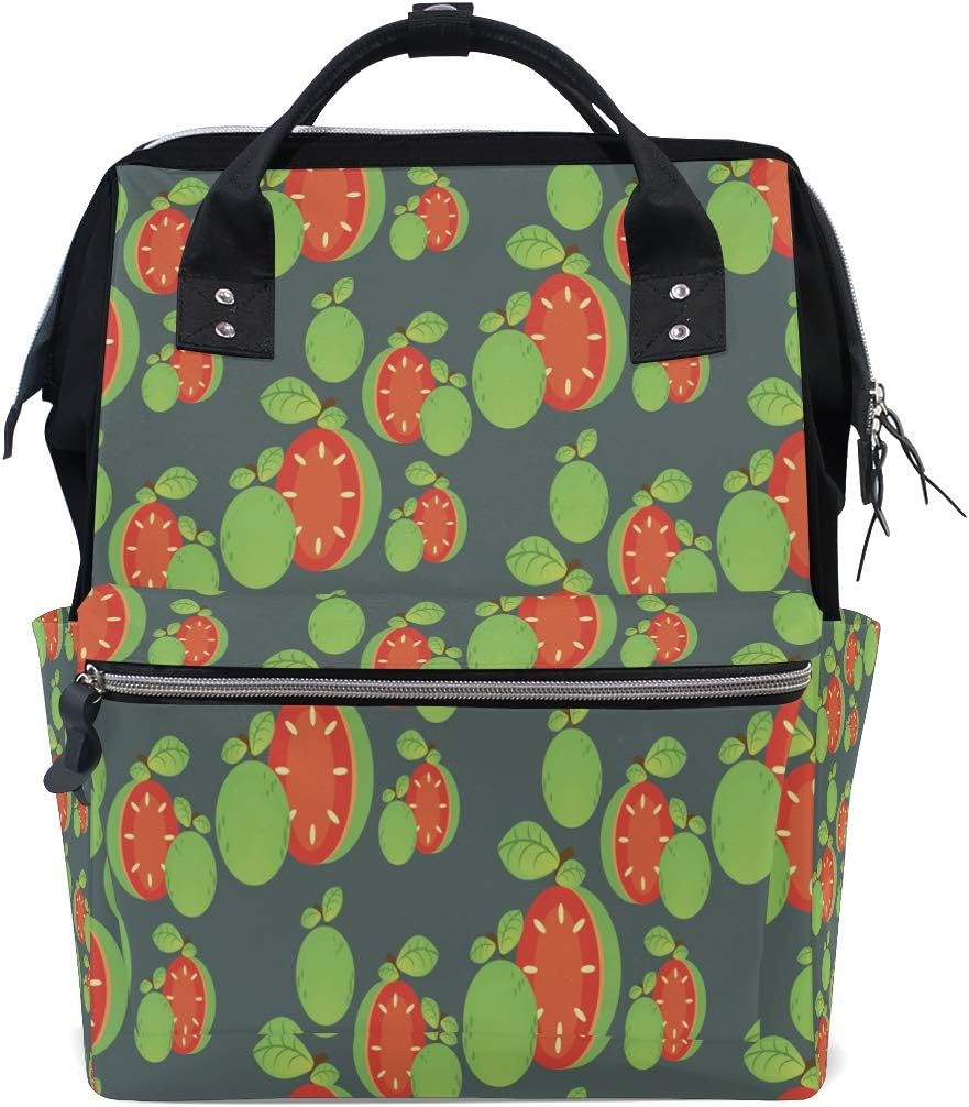 Backpack Green Fruit Guava Pattern Sweet Large Capacity Bag Travel Daypack