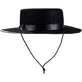 Tigerdoe Spanish - Gaucho Hat - Amish Hat - Black Flat Top Fedora Costume Hats