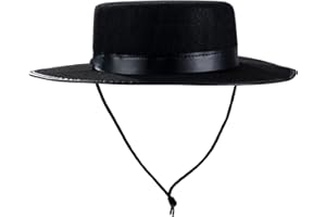 Tigerdoe Spanish - Gaucho Hat - Amish Hat - Black Flat Top Fedora Costume Hats