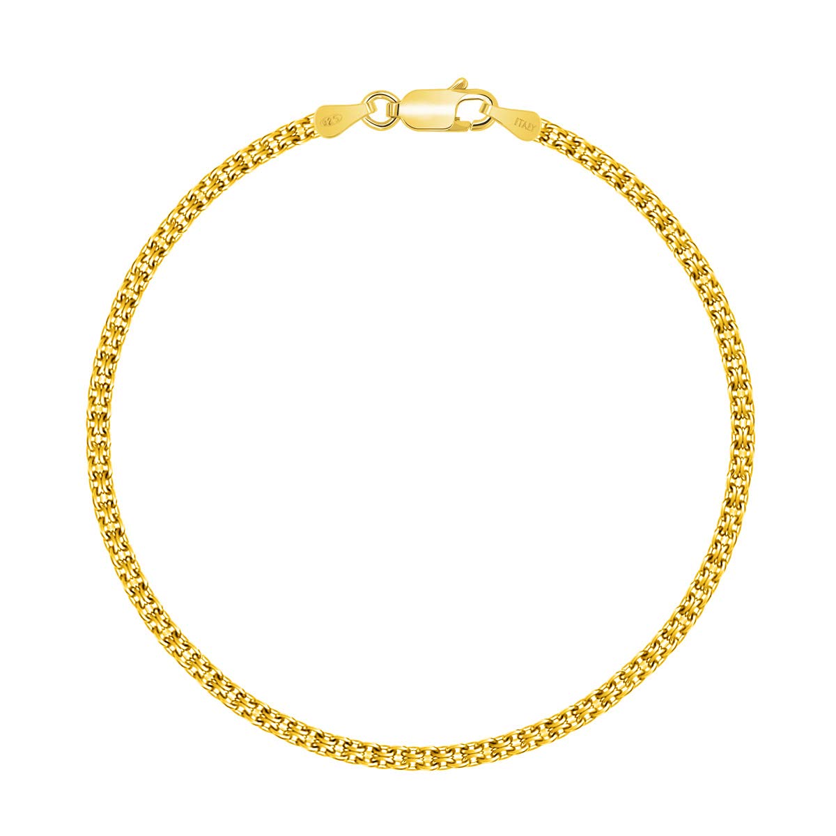 PLANETYS - 18K Yellow Gold Plated 925 Sterling Silver Bismarck Diamond Cut Chain Bracelet Width 2.5 mm
