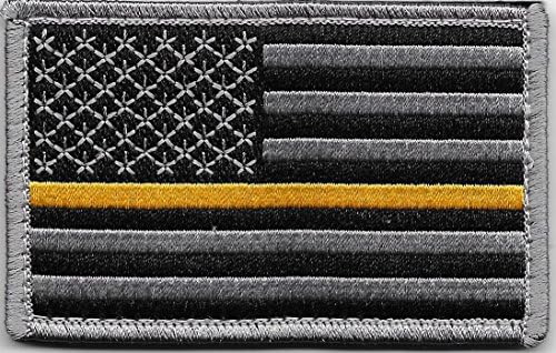 Thin Gold Line US Flag Patch for Emergency Dispatchers with Hook/Loop Backing