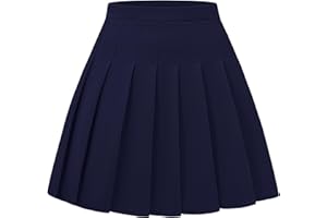 DRESS NICES Women Pleated Skirt A-Line Short Mini Basic Skirt School Uniform Cheerleader Skirts Skater Skirt