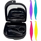 HRASY Oral Care Disassembly Kit/7pcs Including 1 Retainer Case with Mirror and Vent Holes | 1 Aligner Remover Tool | 4 Elastic Rubber Bands Placers | 1 Cleaning Brush (Black)