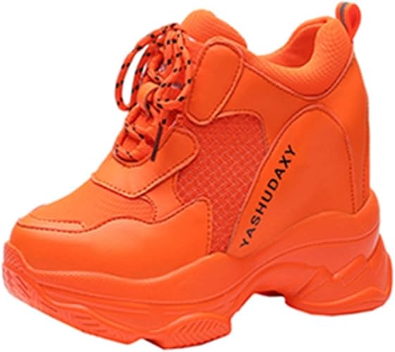 Amazon 厚底 スニーカー インヒール ダッドシューズ 春夏 秋 冬 通気 スポーツシューズ ハイヒール 厚底靴 レディース カジュアル ウォーキングシューズ コンフォート ローカット レースアップシューズ ストリート ダンス ムリョシューズ スニーカー